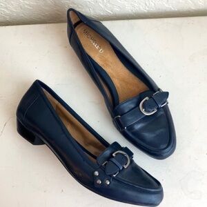 Michelle D black leather loafers